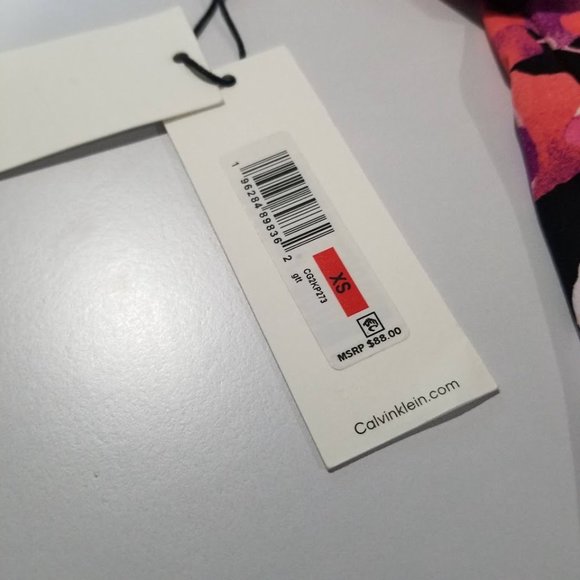 Calvin Klein Floral Printed High-Neck Cross-Back Tankini Top Size XS - Picture 11 of 13